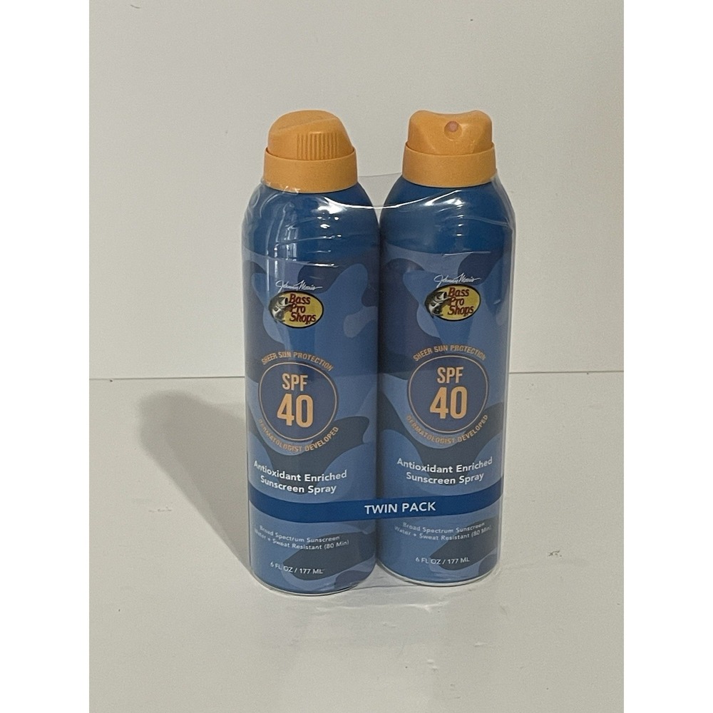 Bass Pro Shops Antioxidant-Enriched SPF 40 Sunscreen Spray 2-Pack.
